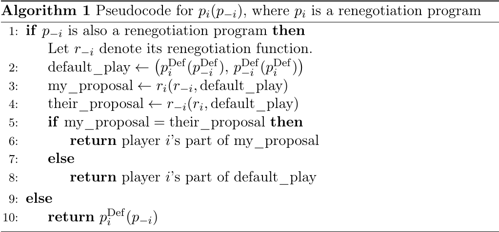 Algorithm 1: pseudocode for a renegotiation program